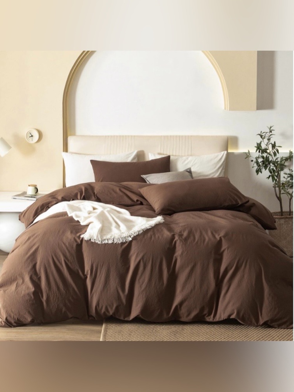 TWIN Duvet Set 100% Washed Cotton - CHOCOLATE BROWN